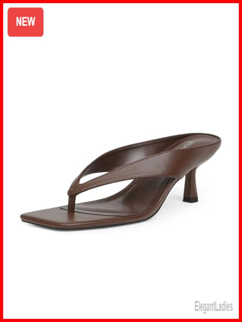Women's Faux Leather Square Toe Thong Kitten Heel Sandals Slip On Heels